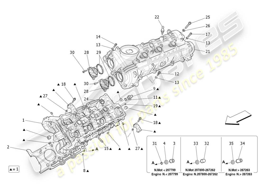 maserati qtp 3.0 bt v6 410hp (2014) schéma des pièces de la culasse gauche