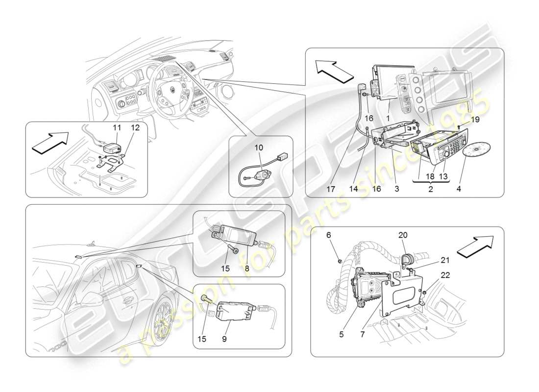 maserati granturismo (2008) diagramme des pièces du système informatique