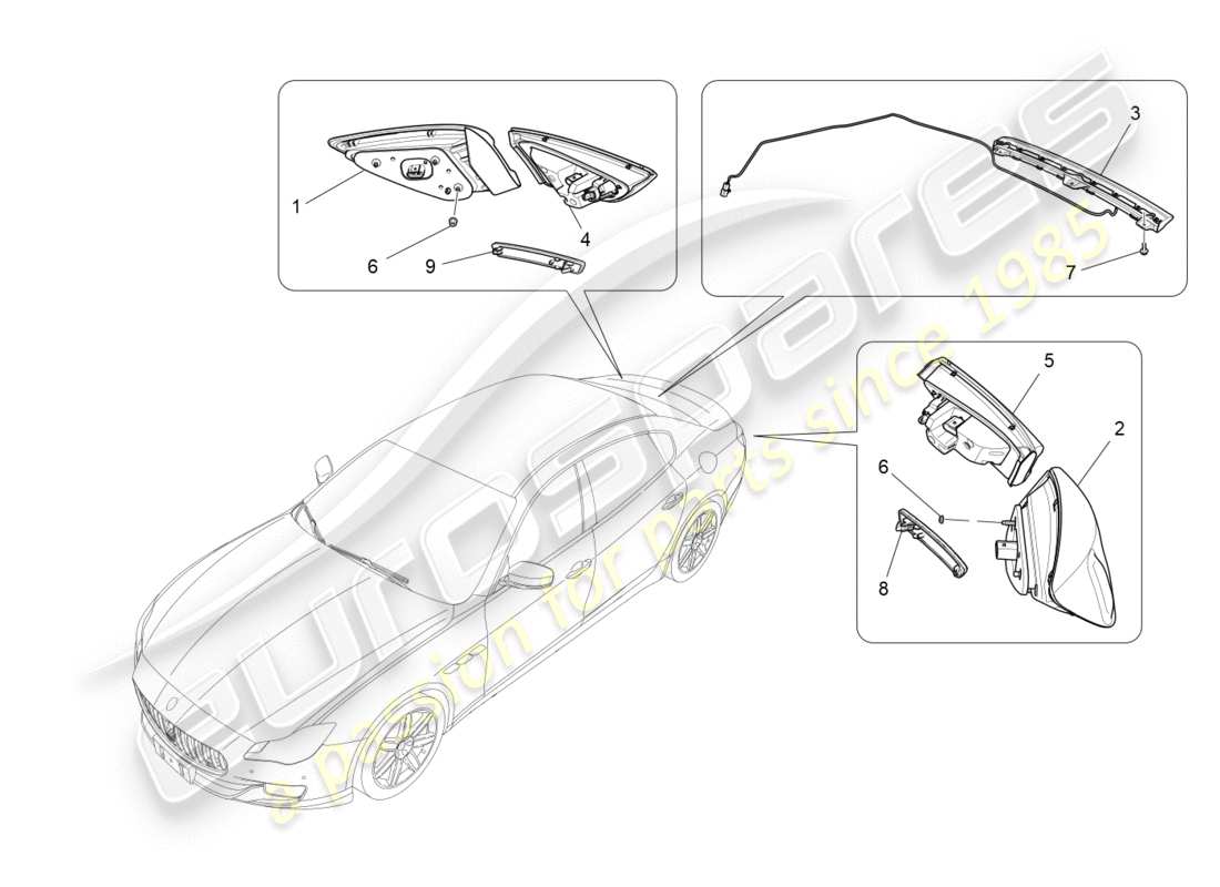 maserati qtp 3.0 bt v6 410hp (2014) diagramme des pièces des groupes de feux arrière