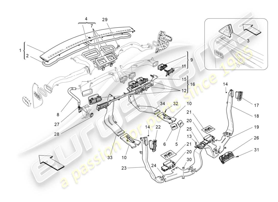 maserati qtp 3.0 bt v6 410hp (2014) unité de climatisation : diffusion schéma des pièces