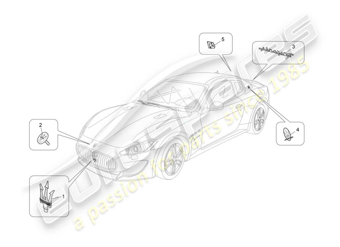 maserati qtp 3.0 tds v6 275hp (2015) diagramme des pièces des garnitures, marques et symboles