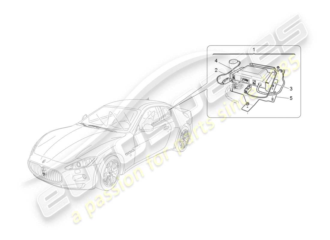 maserati granturismo (2008) schéma des pièces du système d'alarme et d'immobilisation