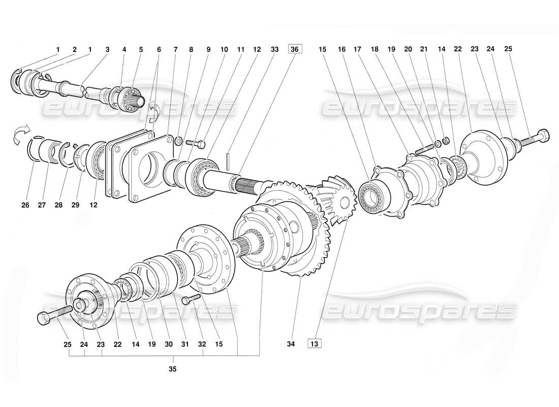 lamborghini diablo (1991) différentiel (valable pour la version du 1992 juin) diagramme des pièces