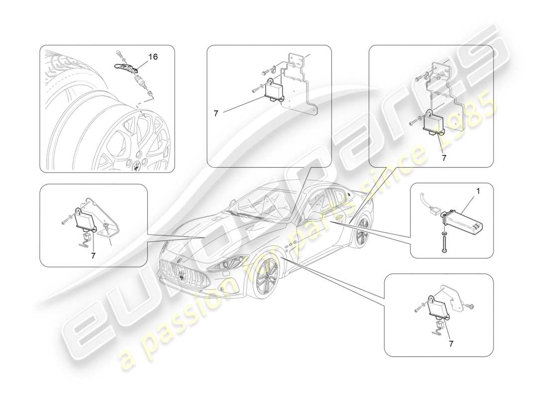 maserati granturismo s (2020) système de surveillance de la pression des pneus schéma des pièces