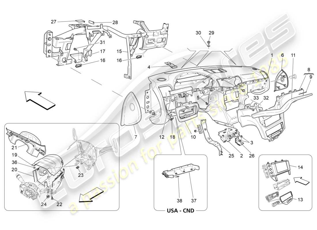 maserati granturismo s (2017) schéma des pièces de l'unité du tableau de bord