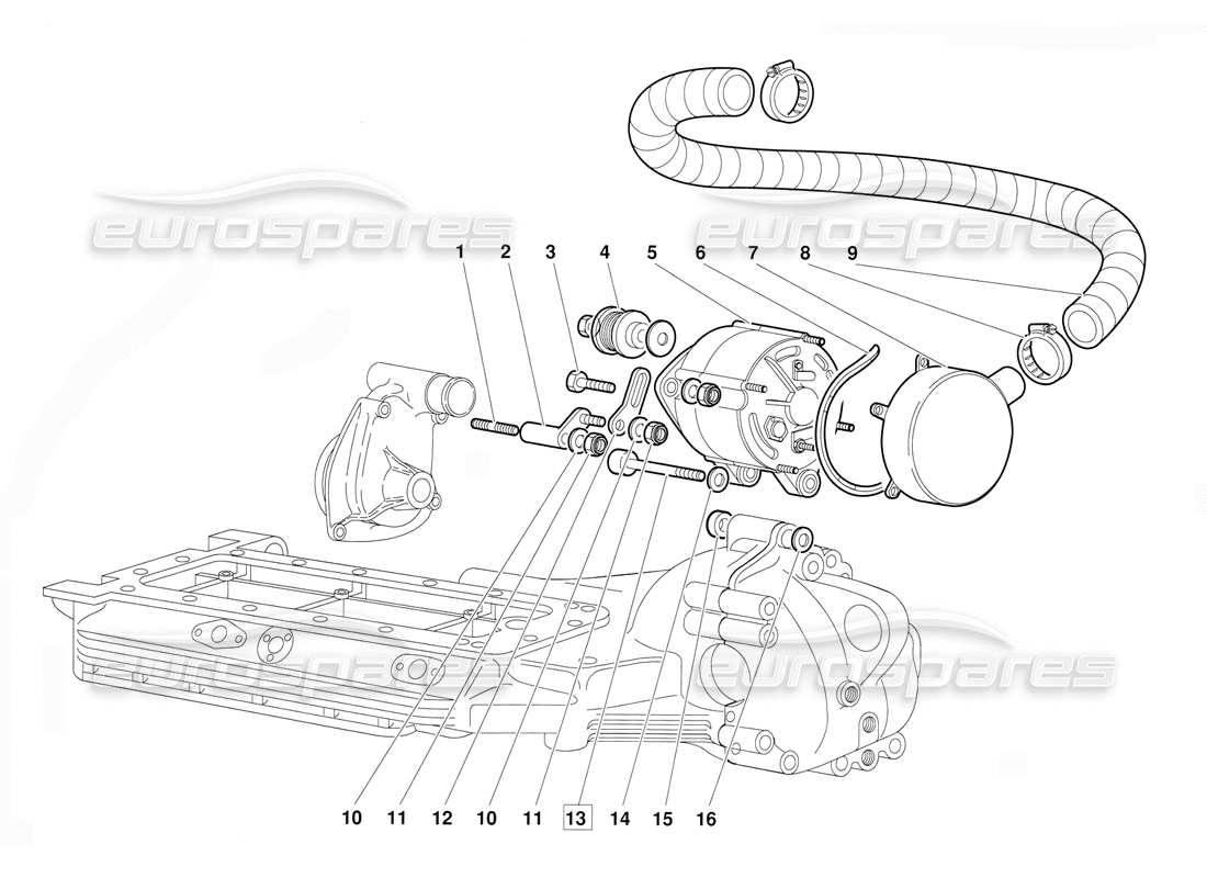lamborghini diablo (1991) alternateur (valable pour la version du 1992 juin) schéma des pièces