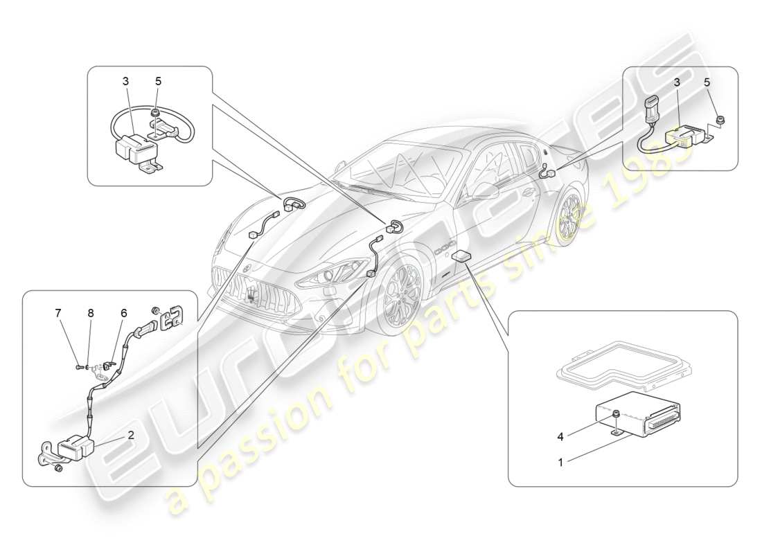 maserati granturismo s (2019) schéma des pièces de la commande électronique (suspension)