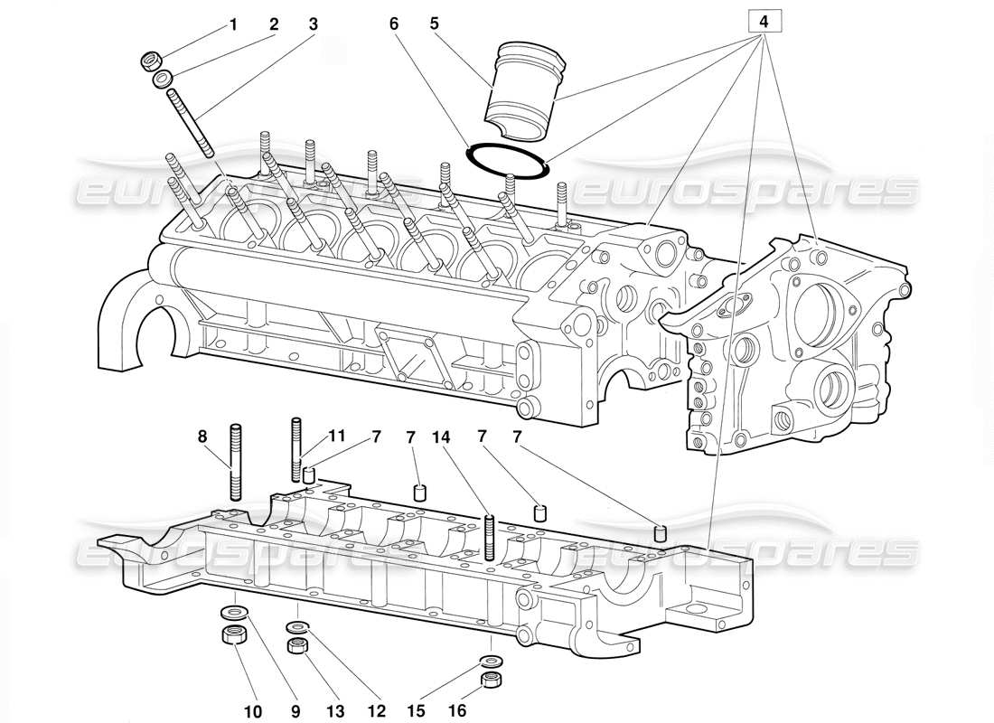 lamborghini diablo (1991) carter moteur et montage inférieur (valable pour la version du 1992 juin) schéma des pièces