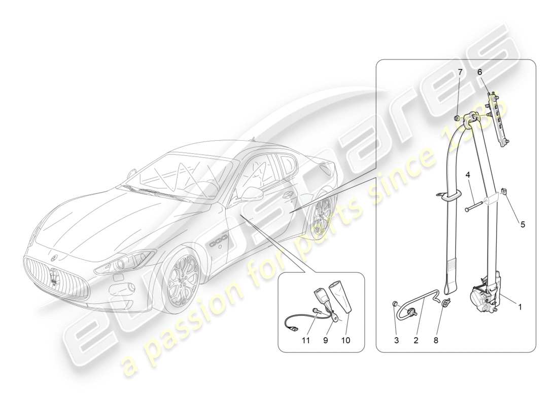 maserati granturismo (2012) ceintures de sécurité avant schéma des pièces