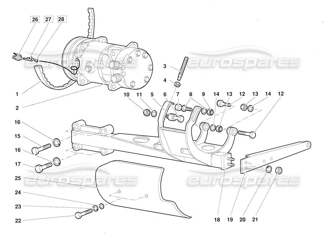 lamborghini diablo (1991) diagramme des pièces de la climatisation (valable pour la version du 1992 juin)