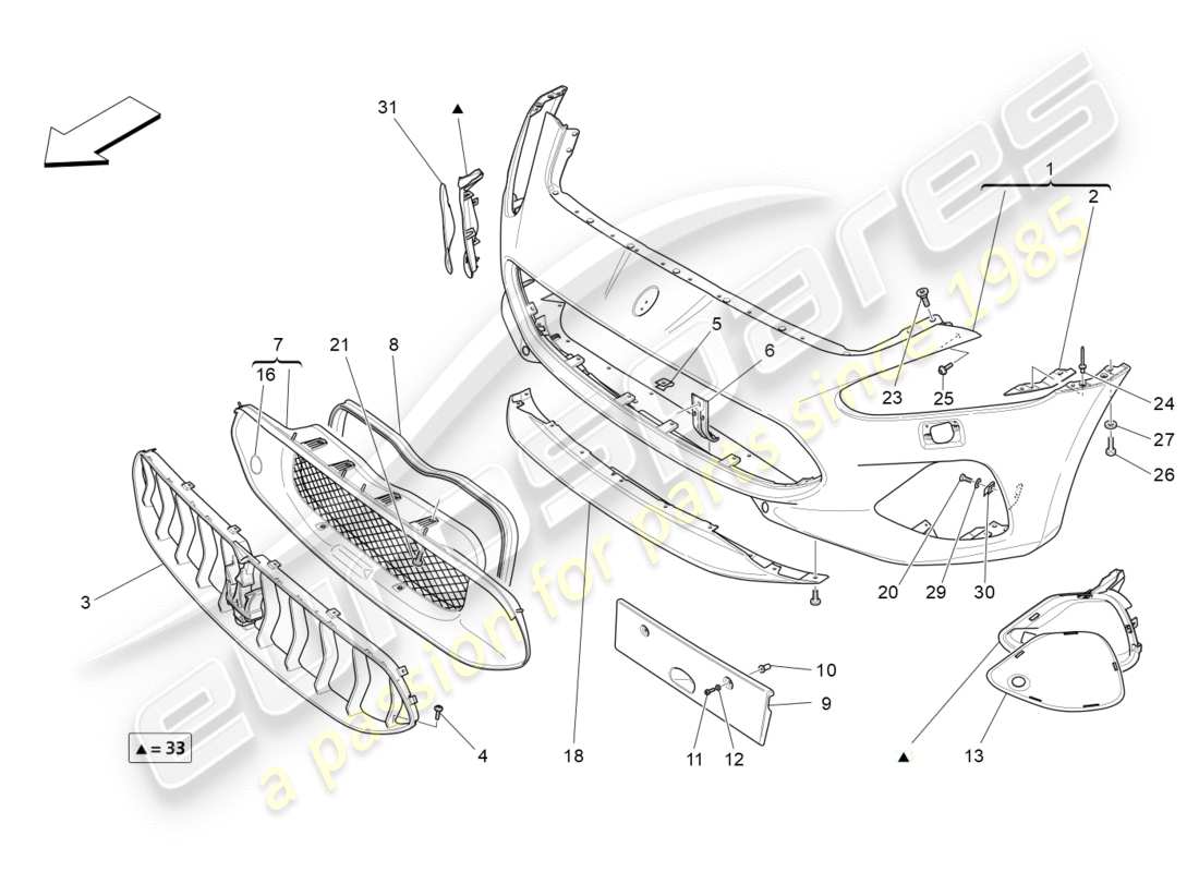 un schéma de pièces du catalogue de pièces maserati granturismo s (2020)