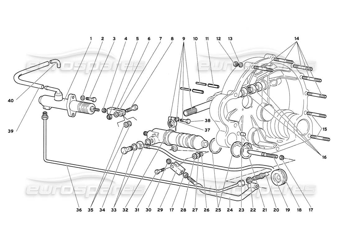 lamborghini diablo 6.0 (2001) diagramme des pièces des leviers de commandes d'embrayage