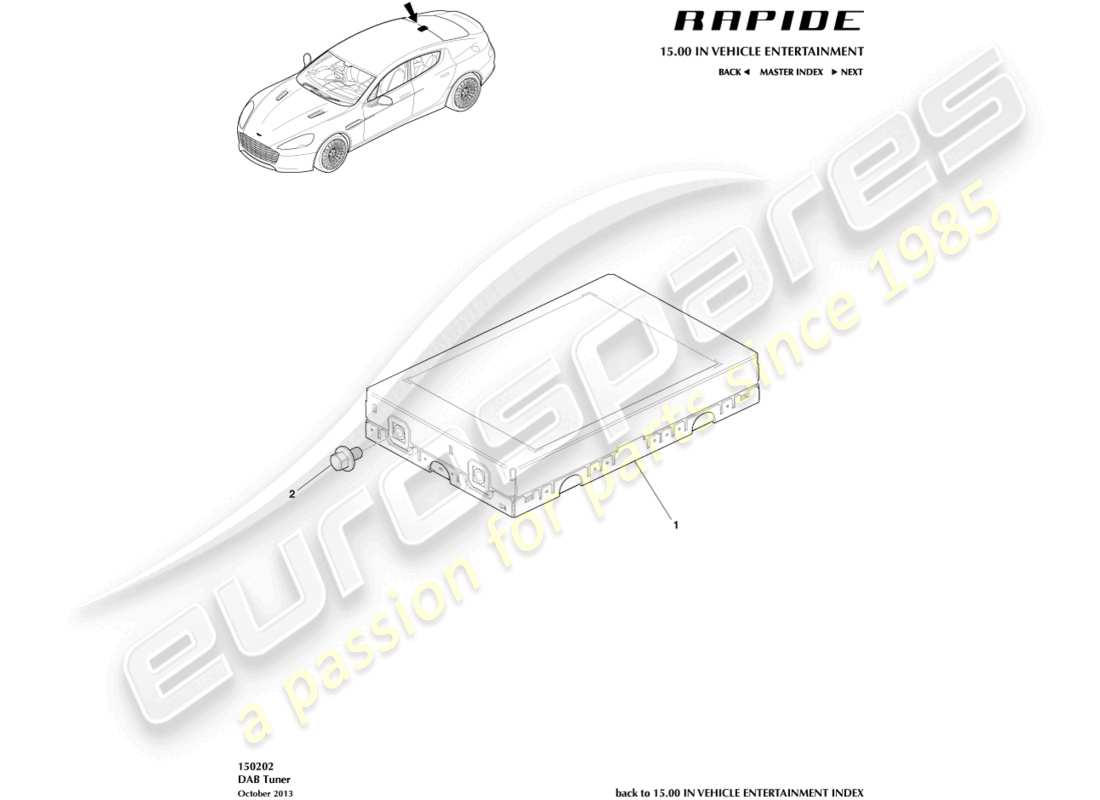 aston martin rapide (2011) schéma des pièces du tuner dab