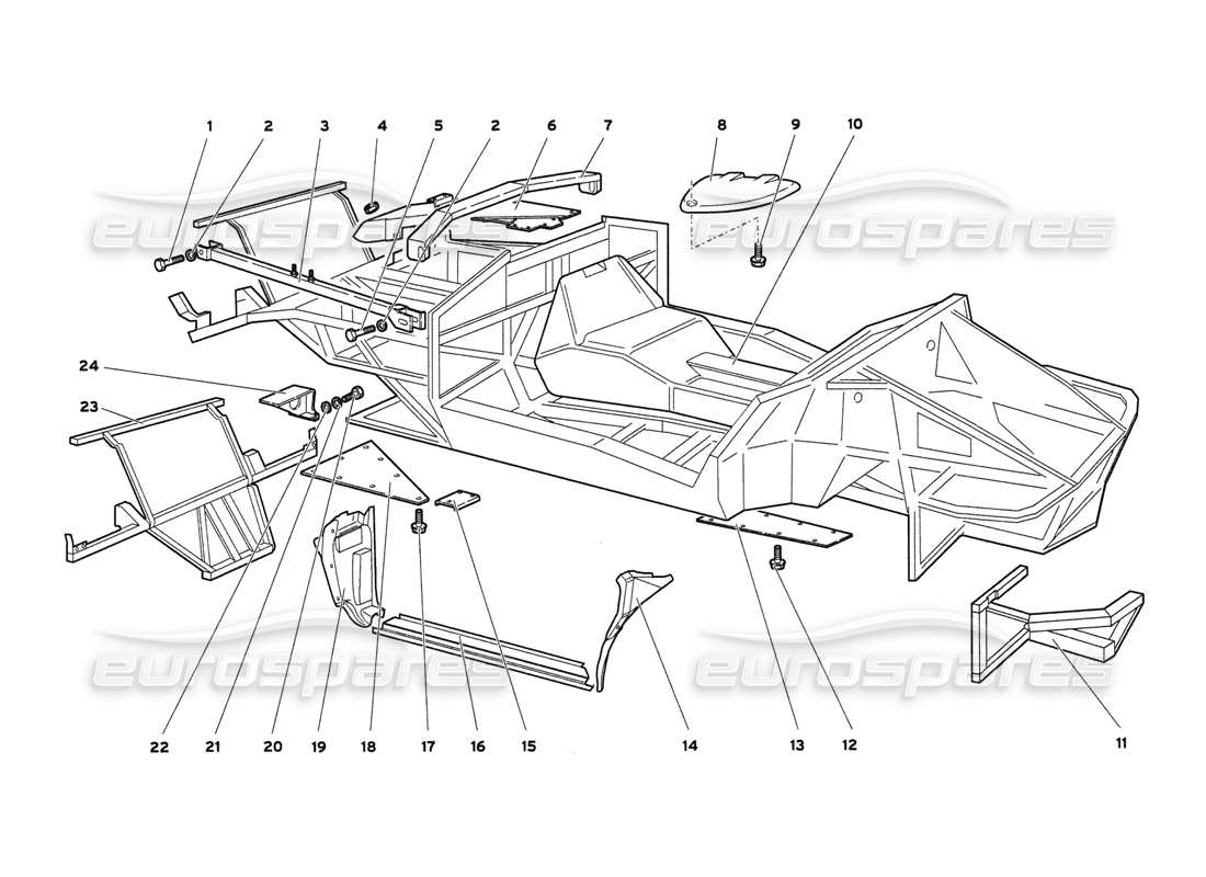 lamborghini diablo 6.0 (2001) diagramme de pièces des éléments du cadre