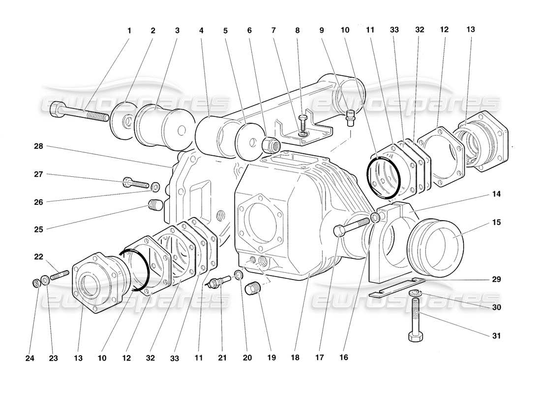 lamborghini diablo roadster (1998) diagramme de pièce du boîtier de différentiel avant (version 4x)