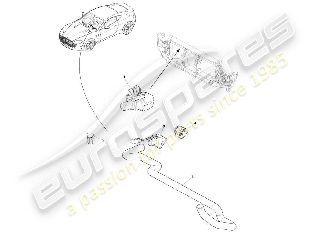 aston martin v8 vantage (2007) diagramme des pièces des capteurs
