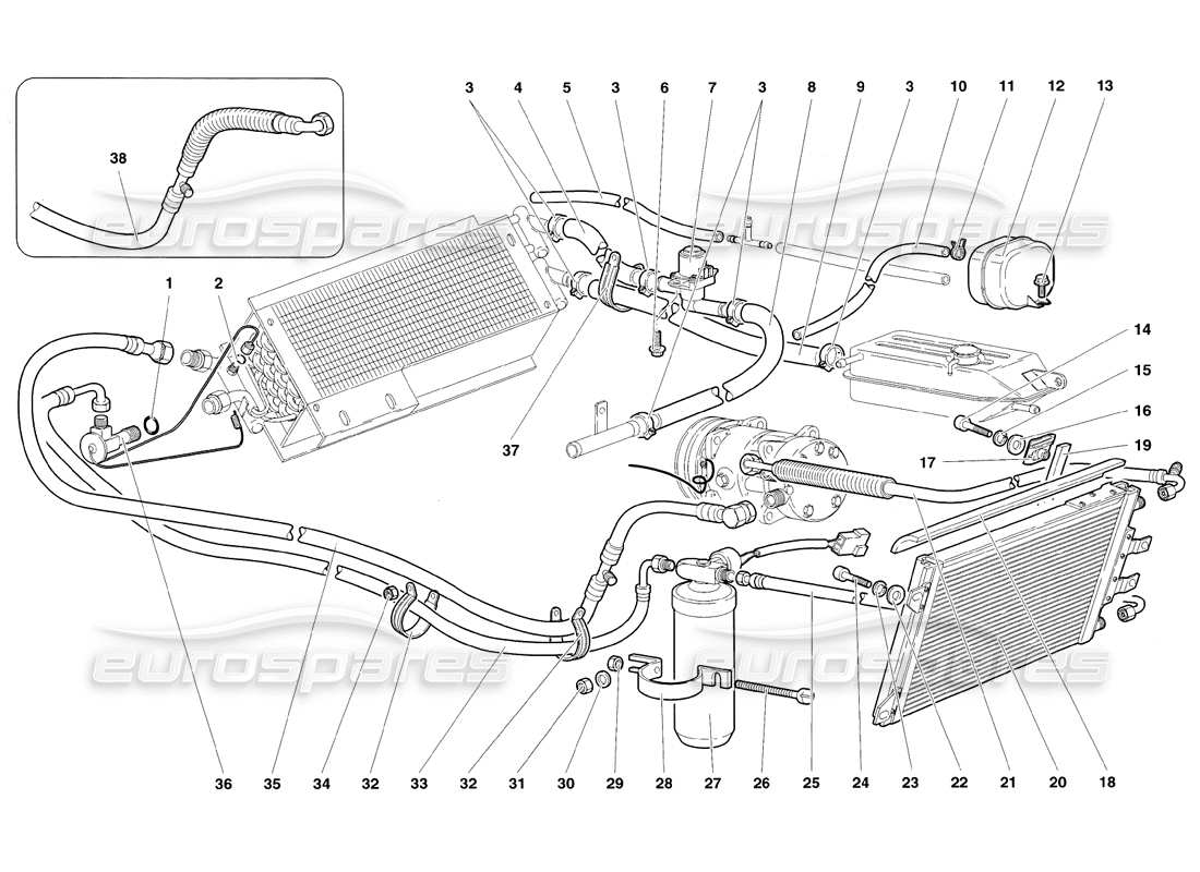 un schéma de pièces du catalogue de pièces lamborghini diablo sv (1998)