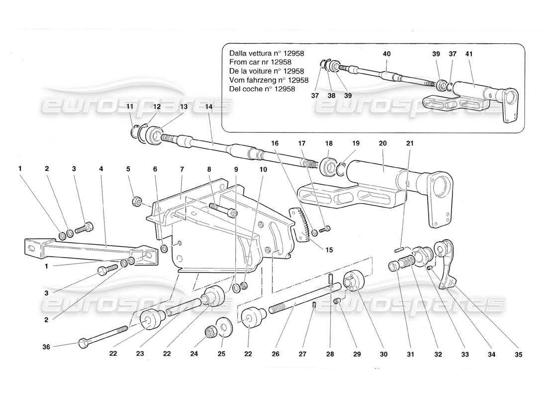 un schéma de pièces du catalogue de pièces lamborghini diablo roadster (1998)