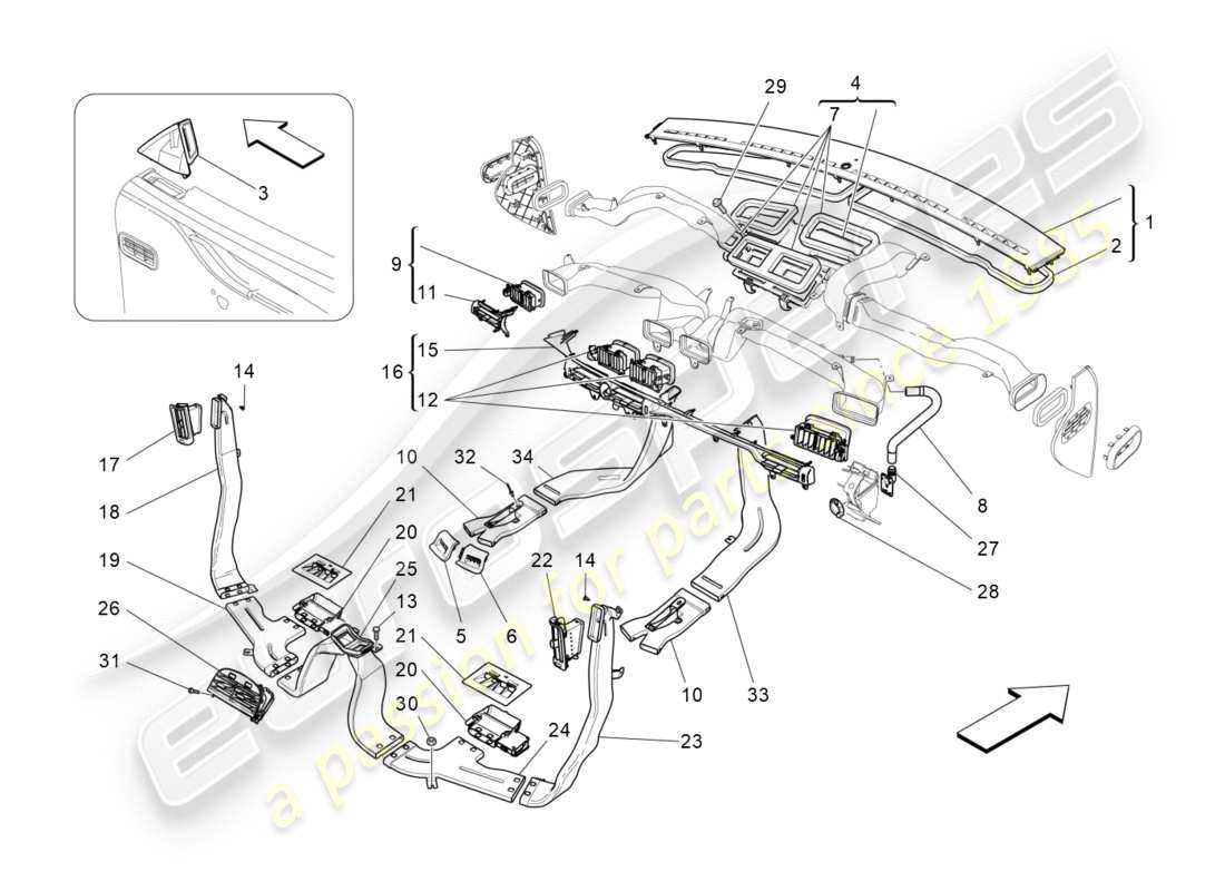 maserati qtp 3.0 bt v6 410hp (2014) unité de climatisation : diffusion schéma des pièces