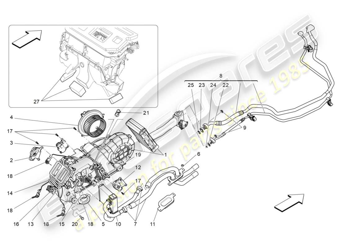 maserati qtp 3.0 bt v6 410hp (2014) unité de climatisation : appareils de tunnel schéma des pièces