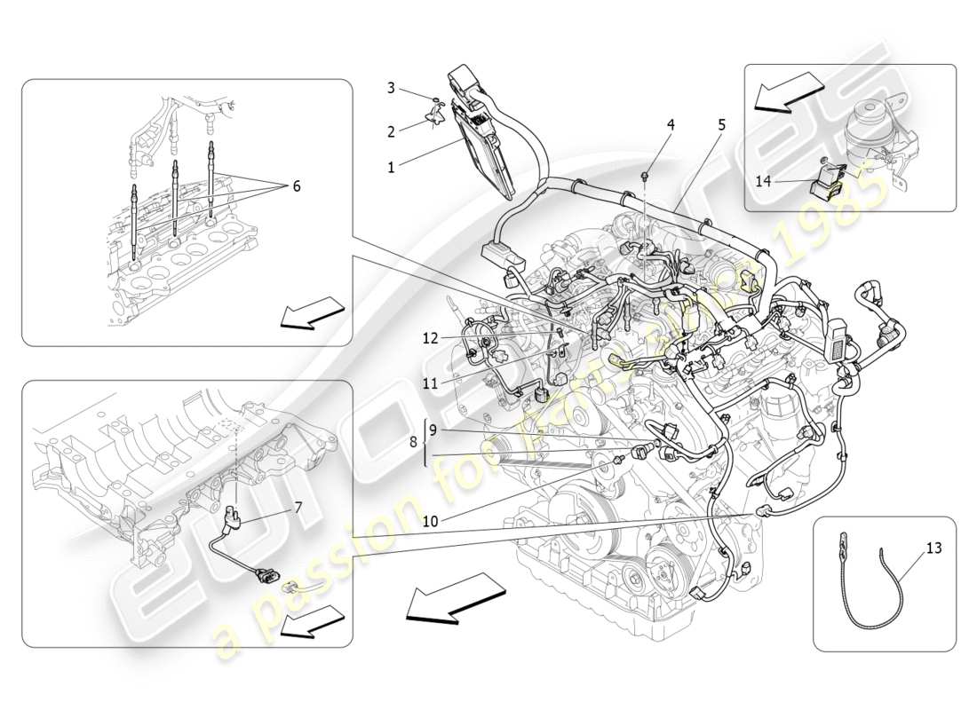 maserati qtp 3.0 tds v6 275hp (2015) commande électronique : diagramme des pièces de commande d'injection et de synchronisation du moteur