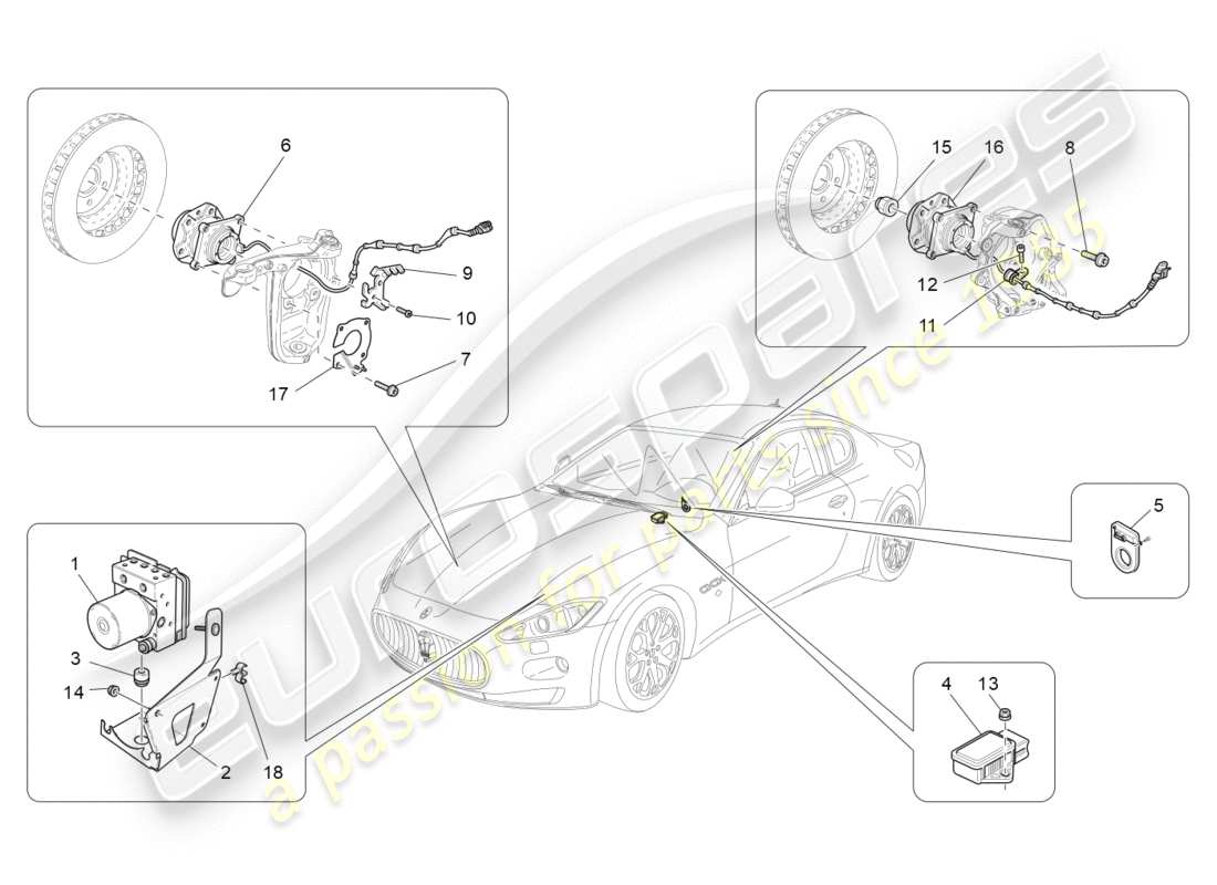 maserati granturismo s (2014) schéma des pièces des systèmes de commande de freinage
