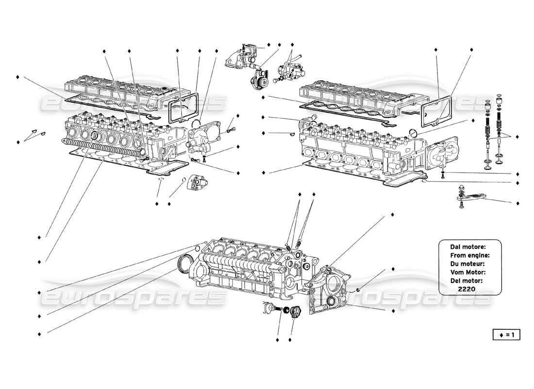 un schéma de pièces du catalogue de pièces Lamborghini Diablo SV (1999)