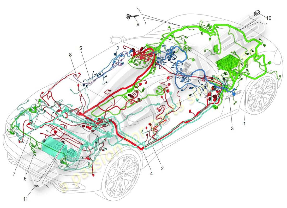 maserati granturismo (2009) schéma des pièces du câblage principal