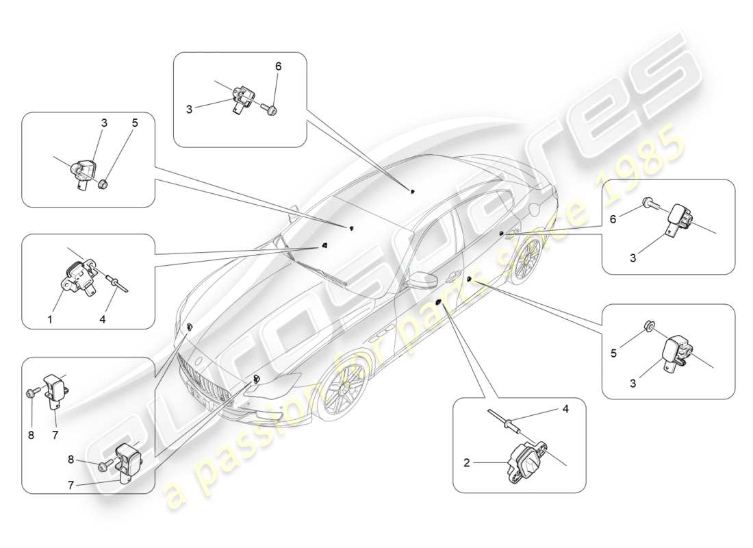 maserati qtp 3.0 bt v6 410hp (2014) diagramme des pièces des capteurs de collision