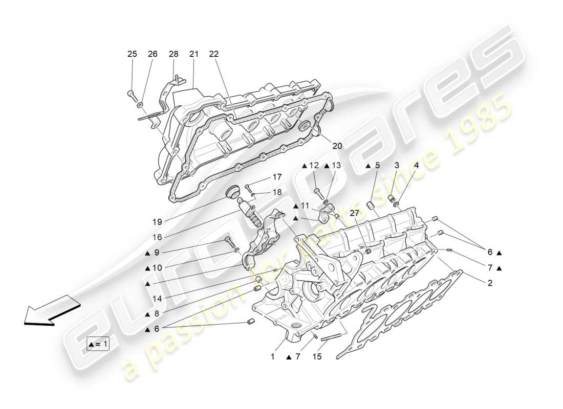 maserati granturismo s (2020) schéma des pièces de la culasse droite