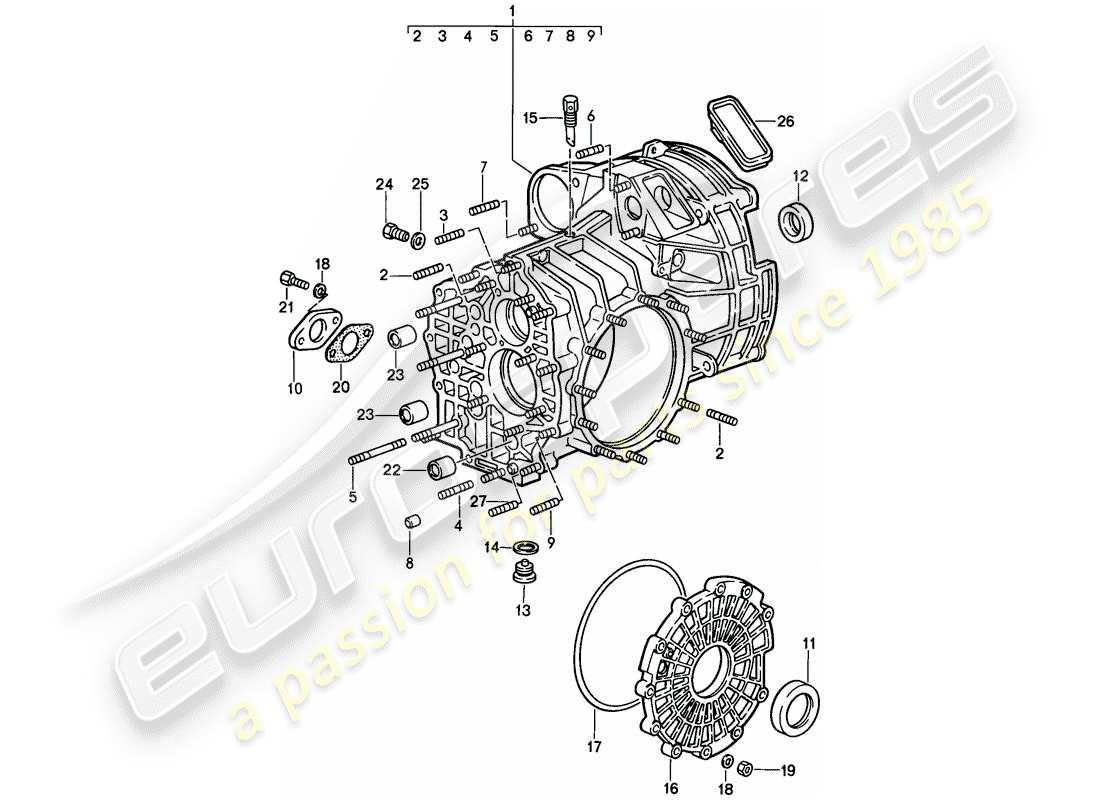 porsche 1988 (911) transmission de remplacement - carter de transmission schéma des pièces