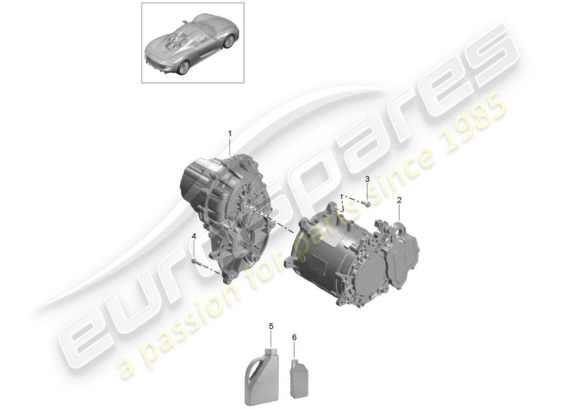 porsche 2015 (918 spyder) différentiel d'essieu avant schéma des pièces