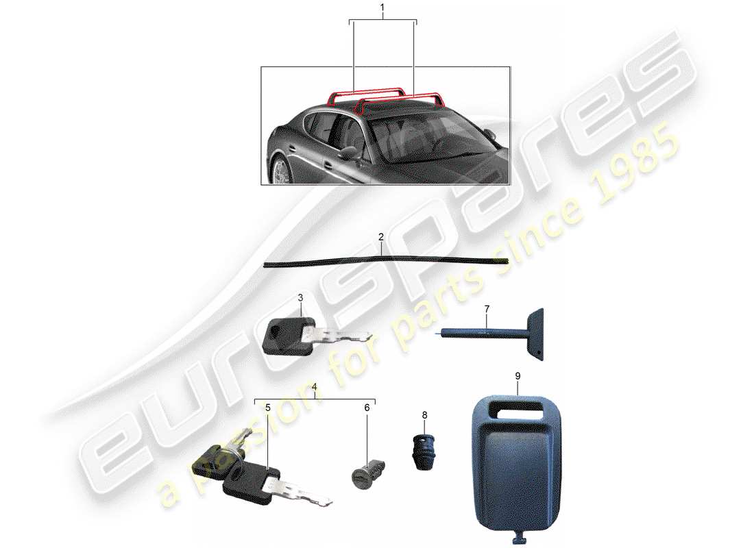 porsche 2011 (tequipment panamera) porte-bagages de toit schéma des pièces