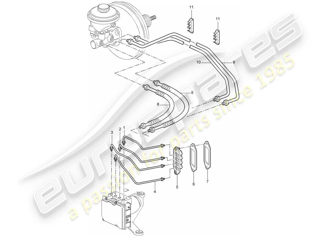 porsche 2009 997-2 turbo / gt2 conduites de frein schéma des pièces