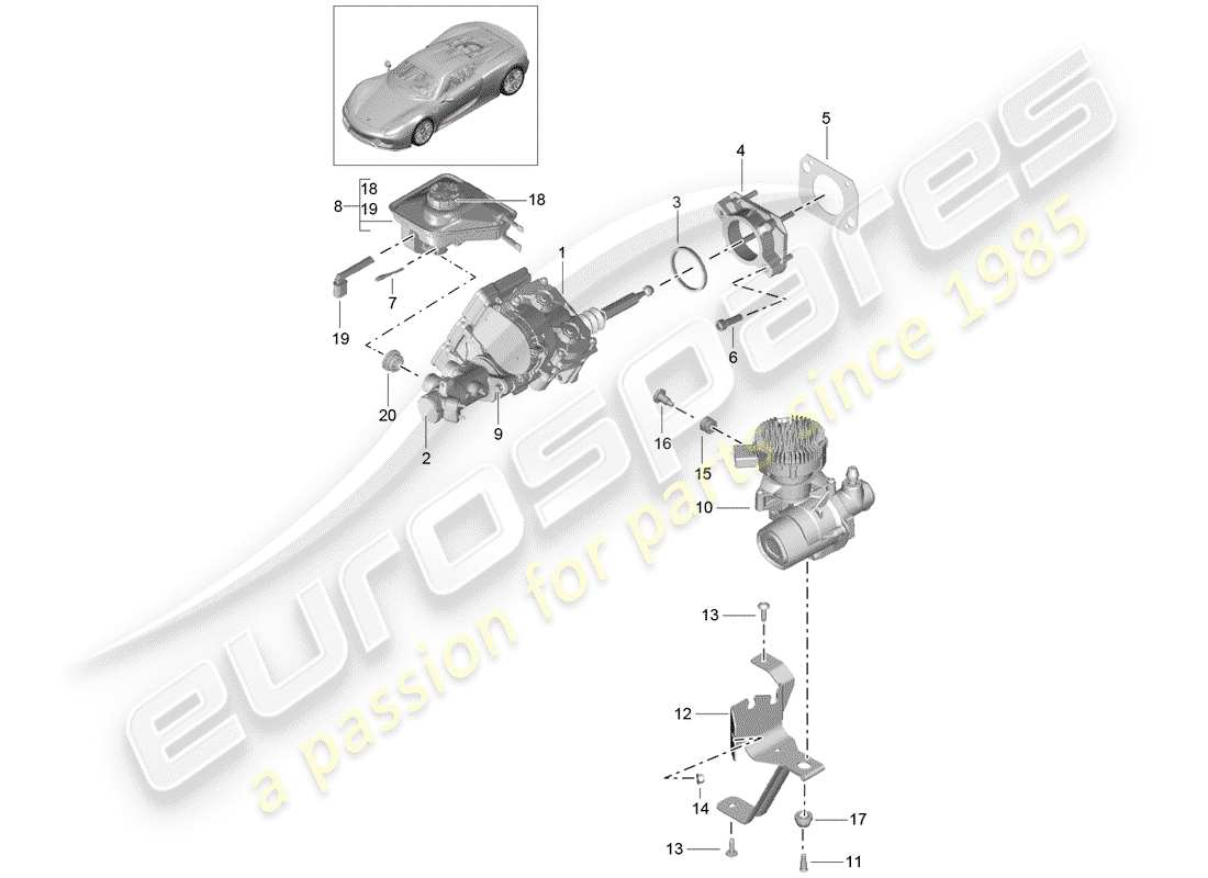 porsche 918 spyder (2015) maitre-cylindre de frein schéma des pièces