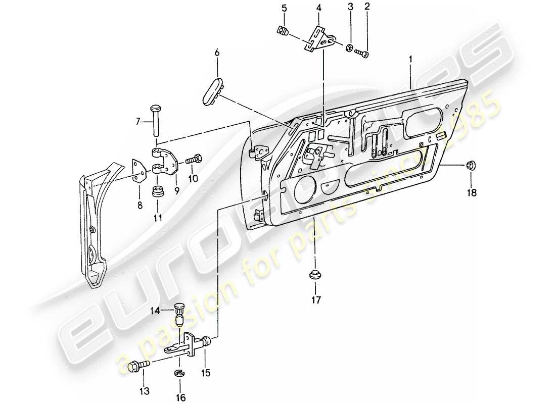 porsche 1994 (993) coque de porte schéma des pièces
