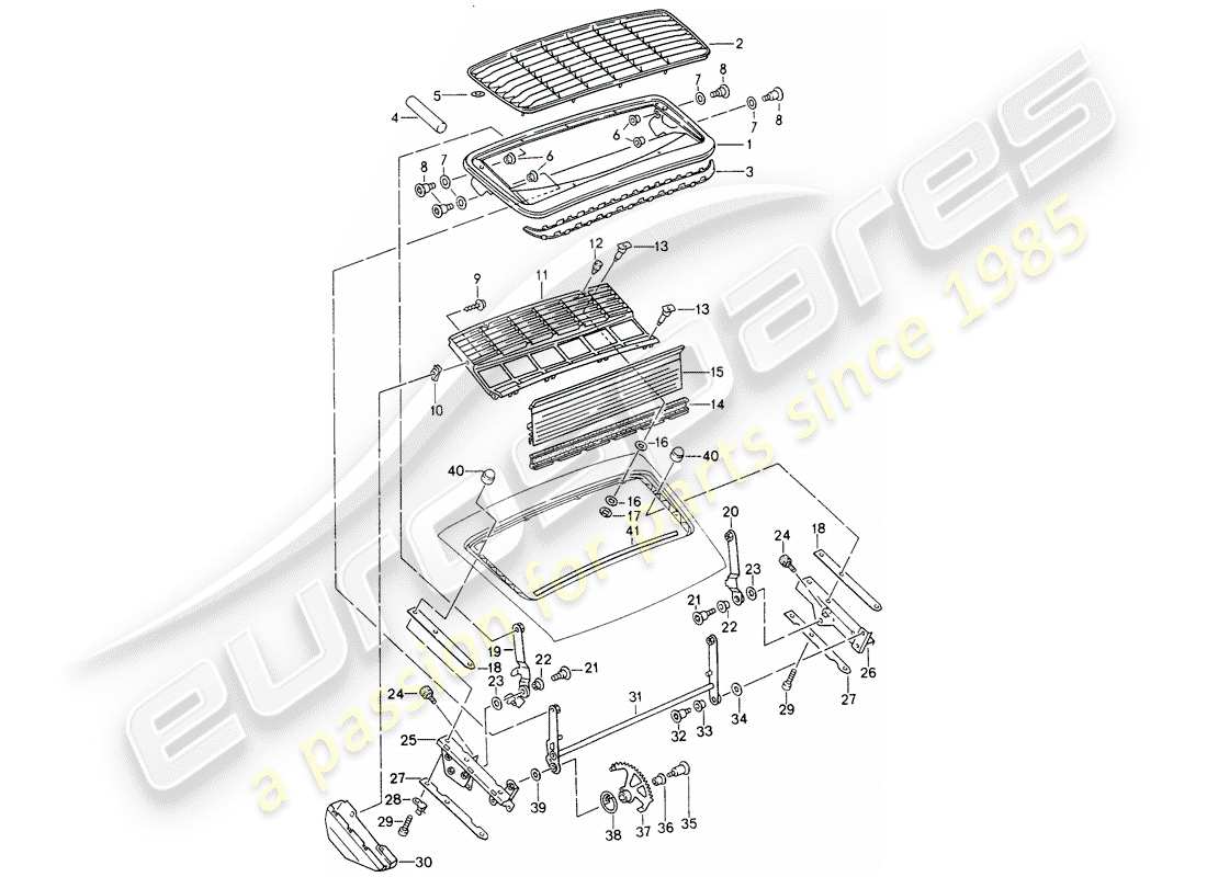 porsche 1998 (993) spoiler arrière schéma des pièces