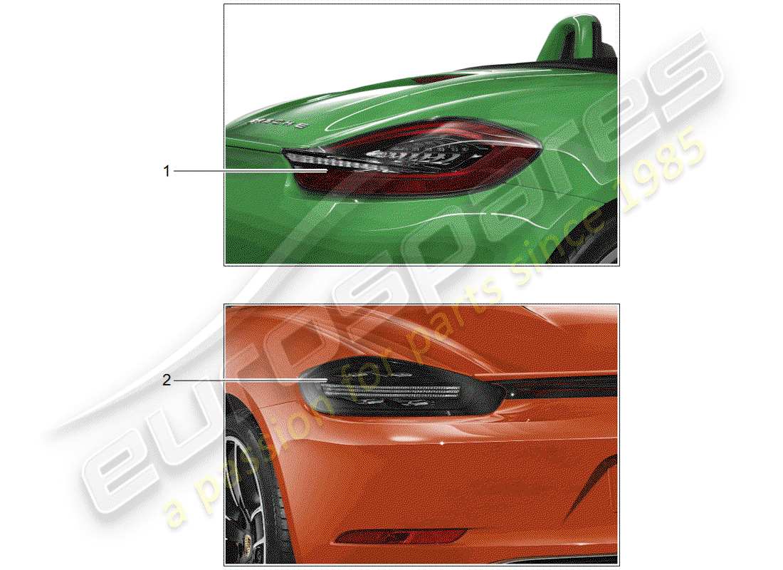 porsche 2017 (tequipment 98x/99x) feu arrière schéma des pièces