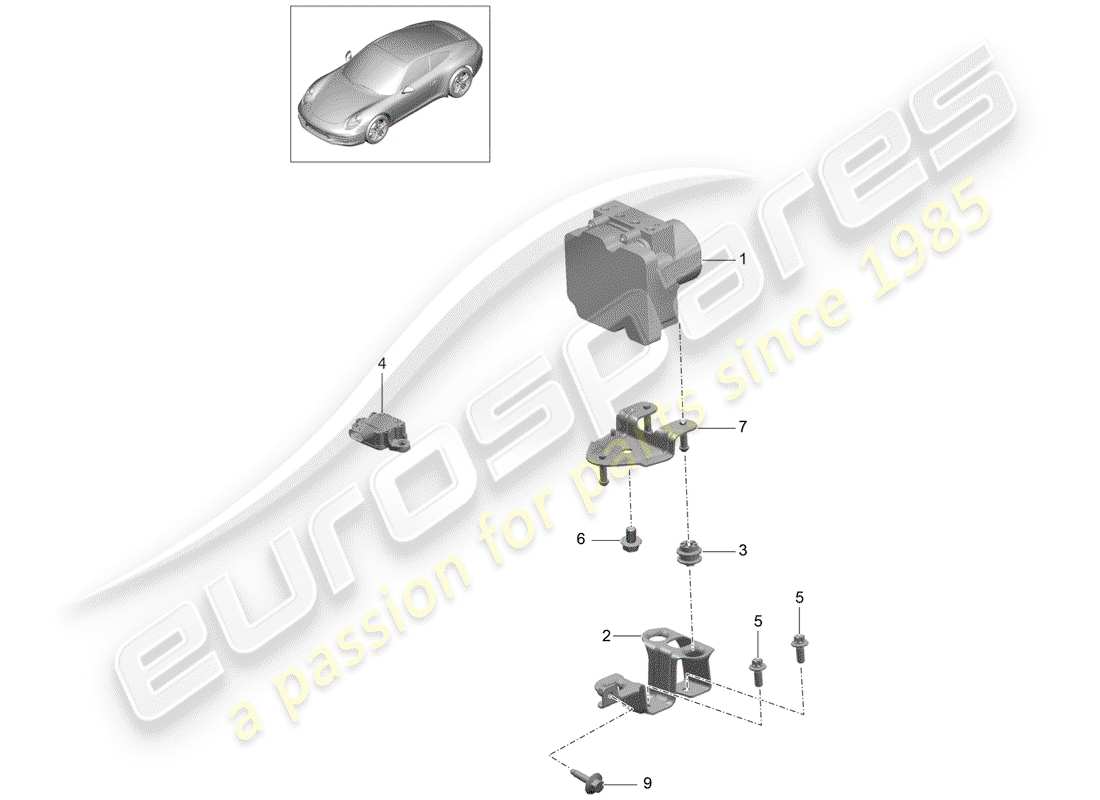 porsche 2012 (991-1) unité hydraulique schéma des pièces