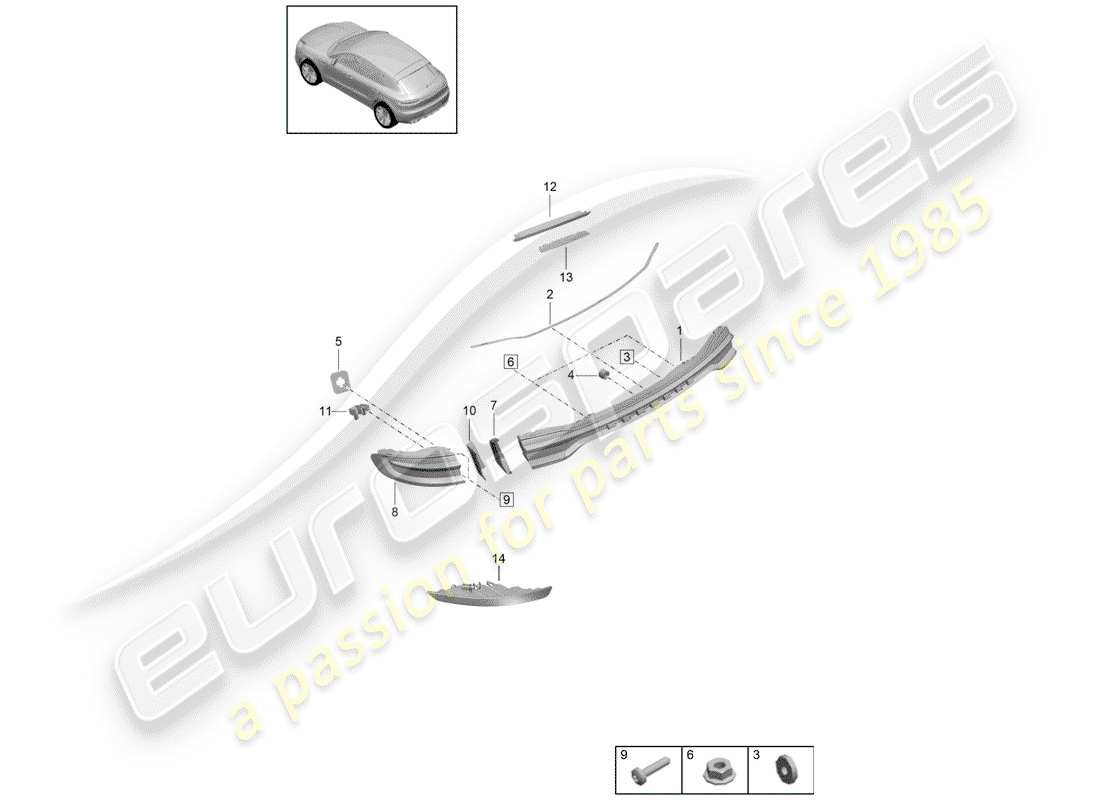 porsche 2019 (macan) feu arrière schéma des pièces