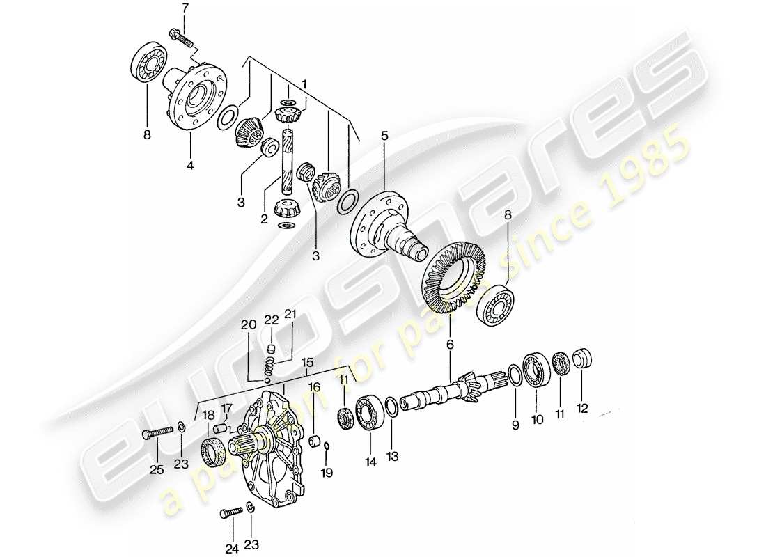 porsche 1987 (924s) différentiel - transmission automatique schéma des pièces