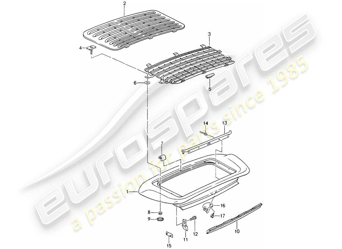 porsche 1998 (993) spoiler arrière schéma des pièces