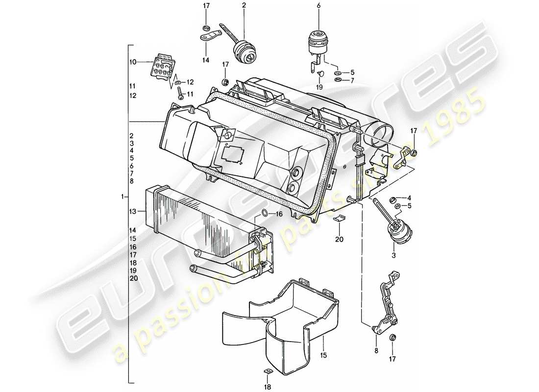 porsche 1981 (928) chauffage schéma des pièces