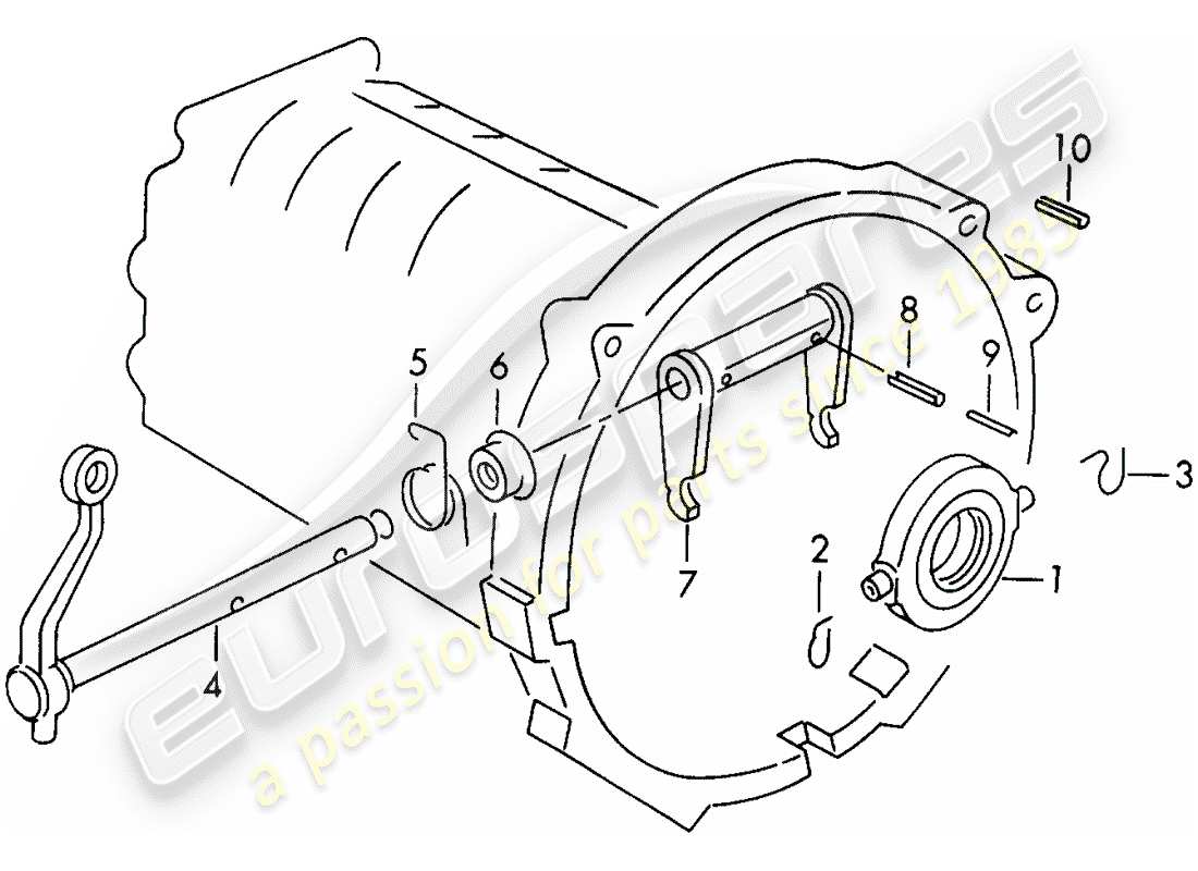porsche 1954 (356/356a) deblocage d'embrayage - g >> 25 000 schéma des pièces