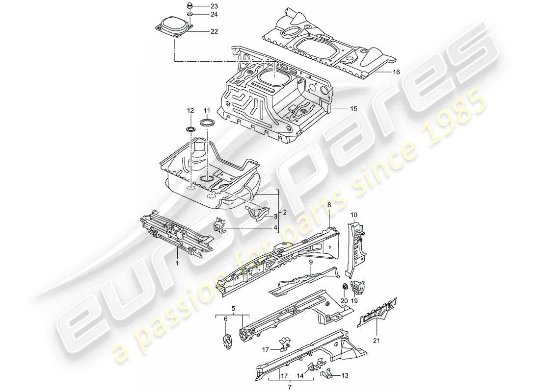 porsche 2004 (996 gt3) face avant - pièces individuelles schéma des pièces