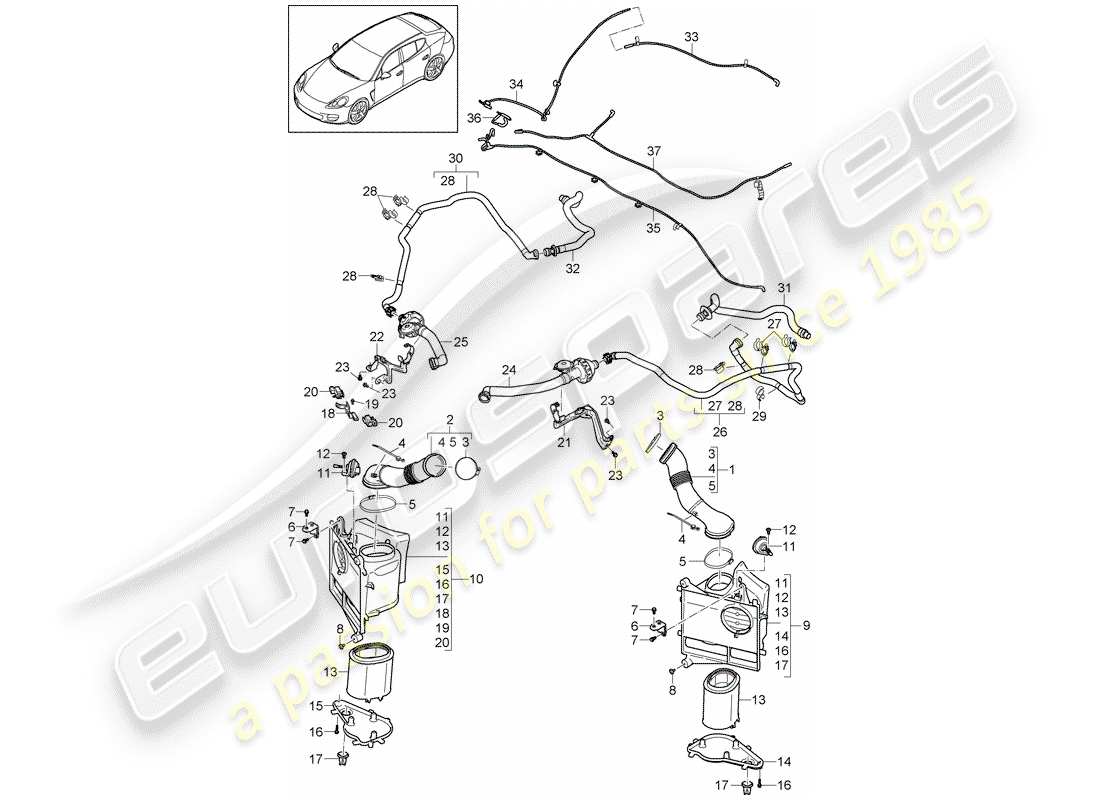 porsche 2010 (panamera 970) annexe diagramme des pièces