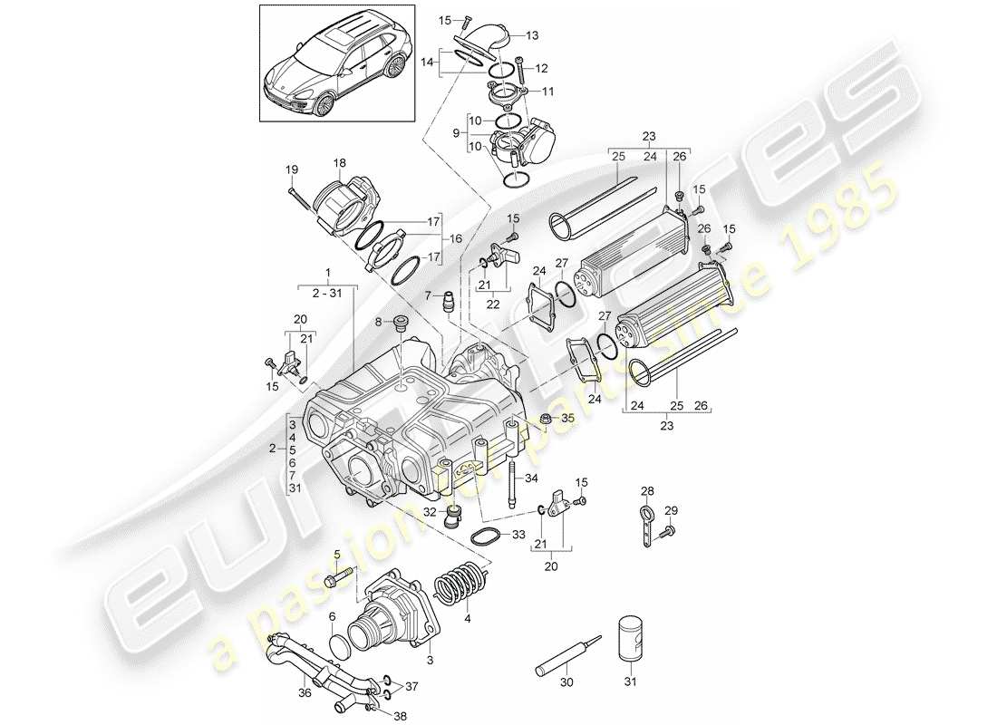 porsche 2011 (cayenne e2 92a) diagramme des pièces du compresseur