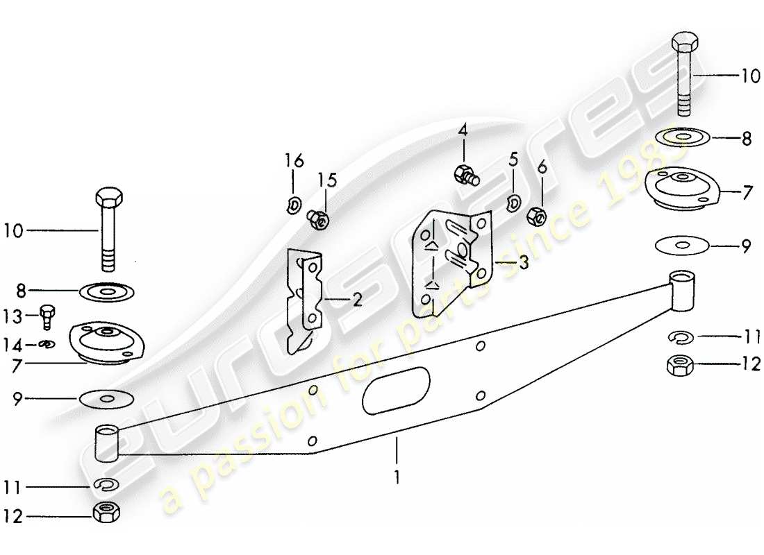 porsche 1965 (911/912) suspension moteur - d >> - mj 1966 schéma des pièces