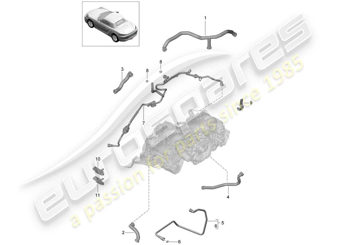 porsche 2020 (718 boxster) carter moteur schéma des pièces