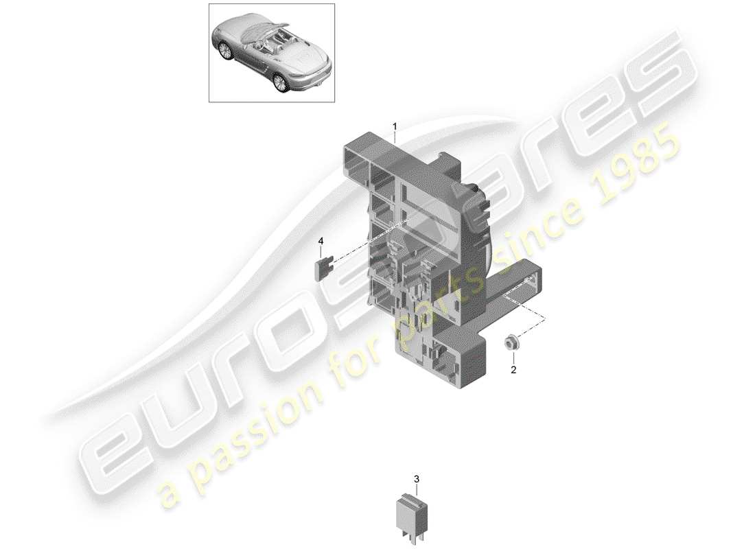porsche 2020 (718 boxster) boîte à fusibles/plaque de relais schéma des pièces